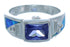 Silver Blue Opal Inlay And Tanzanite Ring Size 6-3/4 RS51268